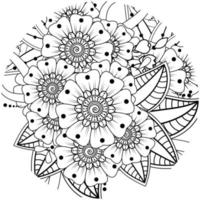 mehndi flower decorative ornament in ethnic oriental style, doodle ornament, outline hand draw. coloring book page. vector