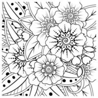 mehndi flower decorative ornament in ethnic oriental style, doodle ornament, outline hand draw. coloring book page. vector