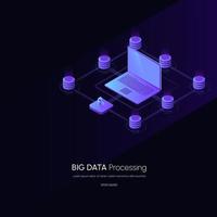 Data visualization concept. Data analytics platform 3d isometric vector illustration. Computer storage or agricultural workstation.