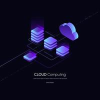 Isometric modern cloud technology and networking concept web cloud technology. vector