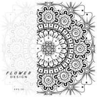 adorno decorativo de flores mehndi en estilo étnico oriental, adorno de doodle, dibujo a mano de contorno. página de libro para colorear. vector