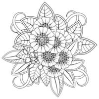 mehndi flower decorative ornament in ethnic oriental style, doodle ornament, outline hand draw. coloring book page. vector