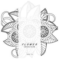 adorno decorativo de flores mehndi en estilo étnico oriental, adorno de doodle, dibujo a mano de contorno. página de libro para colorear. vector