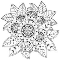 mehndi flower decorative ornament in ethnic oriental style, doodle ornament, outline hand draw. coloring book page. vector