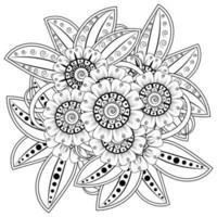 mehndi flower decorative ornament in ethnic oriental style, doodle ornament, outline hand draw. coloring book page. vector