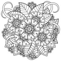 mehndi flower decorative ornament in ethnic oriental style, doodle ornament, outline hand draw. coloring book page. vector