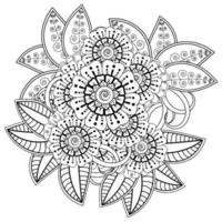 mehndi flower decorative ornament in ethnic oriental style, doodle ornament, outline hand draw. coloring book page. vector