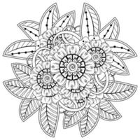 mehndi flower decorative ornament in ethnic oriental style, doodle ornament, outline hand draw. coloring book page. vector