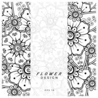 mehndi flower decorative ornament in ethnic oriental style, doodle ornament, outline hand draw. coloring book page. vector