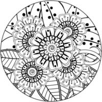 mehndi flower decorative ornament in ethnic oriental style, doodle ornament, outline hand draw. coloring book page. vector