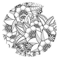 mehndi flower decorative ornament in ethnic oriental style, doodle ornament, outline hand draw. coloring book page. vector