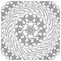 Circular pattern in the form of mandala with flower for henna, mehndi, tattoo, decoration. vector
