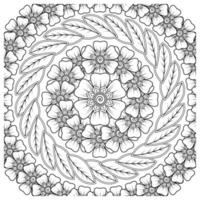 Circular pattern in the form of mandala with flower for henna, mehndi, tattoo, decoration. vector