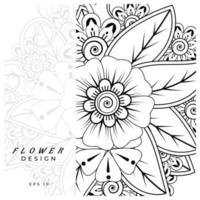 mehndi flower decorative ornament in ethnic oriental style, doodle ornament, outline hand draw. coloring book page. vector