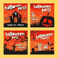 conjunto de tarjetas de redes sociales de fiesta de halloween vector