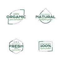 Conjunto de insignias orgánicas etiqueta adhesiva vector de diseño