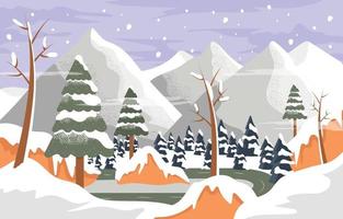 Scenery of Winter Landscape Background Template vector