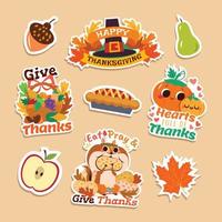 Happy Thanksgiving Sticker Set vector