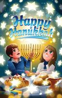 feliz concepto de hanukkah con velas encendidas en menorá vector