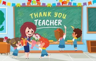 Happy Teacher's Day in Classroom Background Concept vector