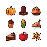 Thanksgiving Icon Set Collection vector