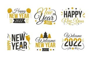 feliz año nuevo conjunto de pegatinas vector