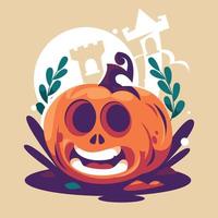 Scary Halloween Jack'O Lantern And Castle vector