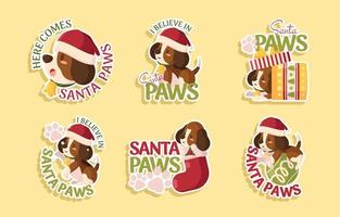 Santa Paws Sticker Pack vector