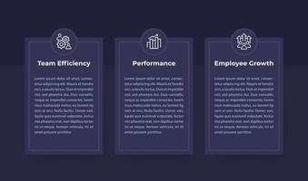 Team efficiency, Performance and Employee Growth vector banners with line icons