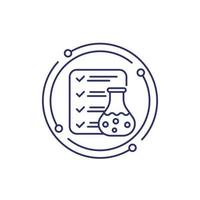 Icono de línea de resultados de pruebas de laboratorio en blanco vector