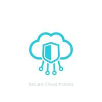 Secure cloud access, protected hosting vector icon