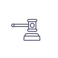 auction hammer, gavel line icon vector