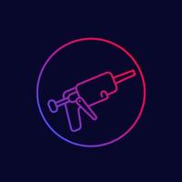 silicone gun line icon on dark vector