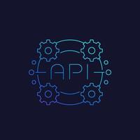 API icon, application programming interface, software integration, linear vector