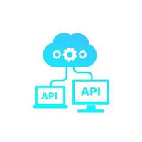 API, application programming interface icon with computers and cloud vector