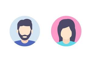 Avatars, default photo placeholder, man and female profile pictures vector