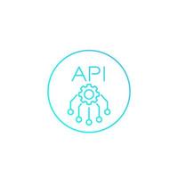 api, icono lineal de vector de interfaz de programación de aplicaciones