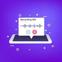 Audio recording in phone, vector design