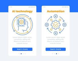 AI technology and automation banners for web vector