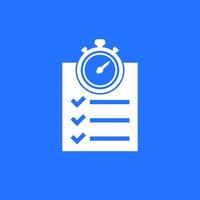 chronometer, timer and checklist vector icon