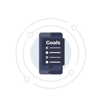 Goal setting app, vector icon