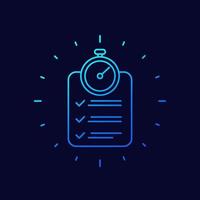 chronometer and checklist line vector icon