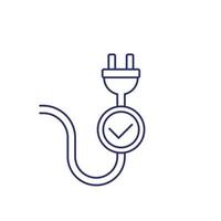 electric plug and check mark line icon vector