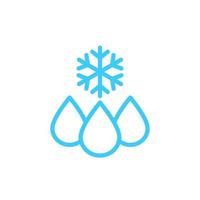 drop with snowflake, frozen water line icon vector