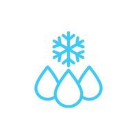 drop with snowflake, frozen water line icon vector