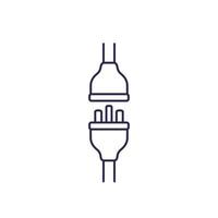 electric plug with socket line icon vector