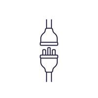 electric plug with socket line icon vector