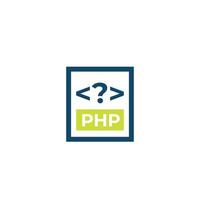 icono de vector de código php en blanco