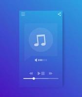 Music streaming player interface, mobile app ui vector