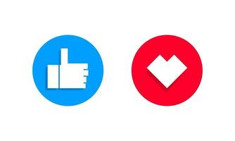 pulgares y el icono del corazón. Botones de icono de redes sociales de la web y la aplicación vector